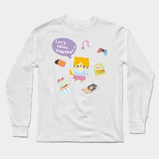 Riraku-chan the Relaxing kitten's Favourite Things Long Sleeve T-Shirt